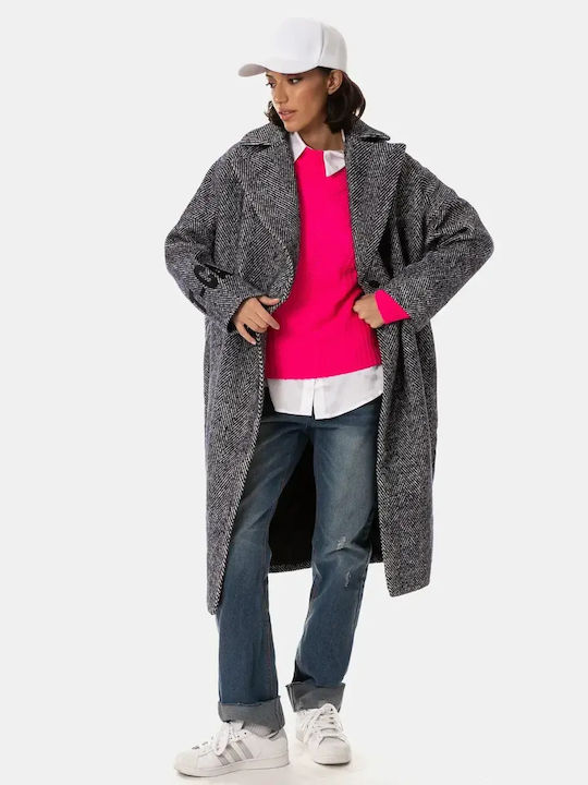 Oversized Damenmäntel Marineblaue Streifen Größe One Size