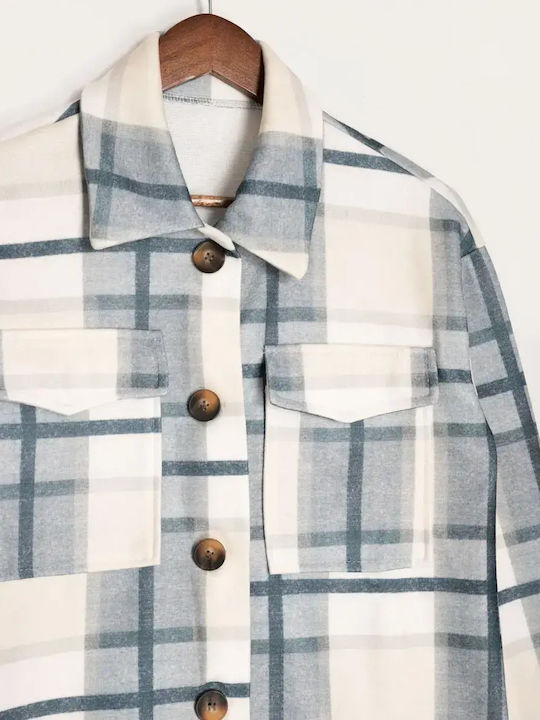 Γυναικείο Overshirt Γκρι Καρό Μέγεθος Xl
