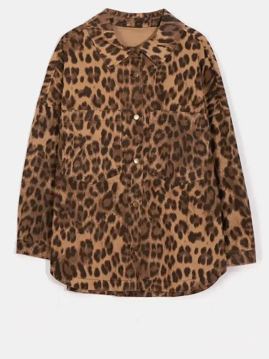 Jachetă Oversized Lumina Animal Print Maro Mărime One Size