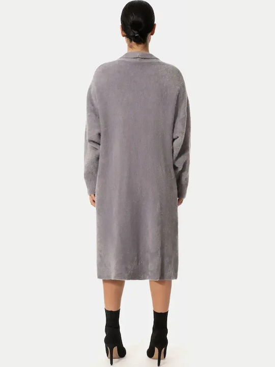 Fur Long Gray Cardigan Size One Size