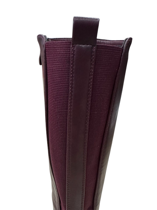High Heel Women's Boots with Rubber Burgundy