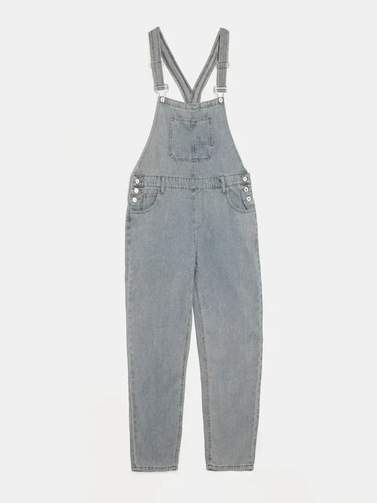 Denim Latzhose mit Spaghetti-Träger Hellblau Größe XL