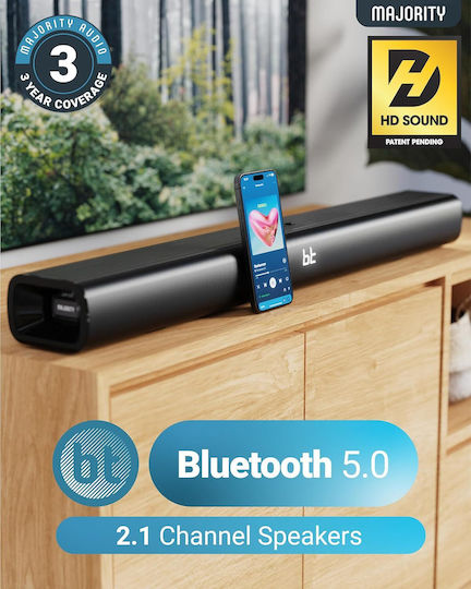 Majority Naga 80 Саундбар 2.1 Bluetooth и HDMI 140W с Дистанционно Черен