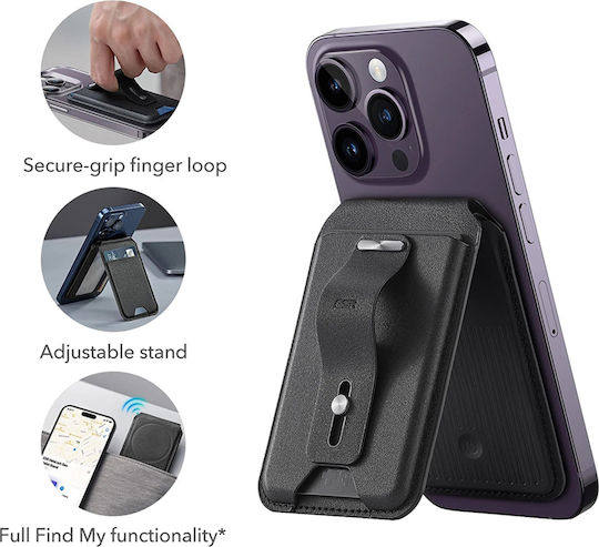ESR MagSafe Θήκη Καρτών Geo Magnetic Wallet Stand σε Μαύρο χρώμα