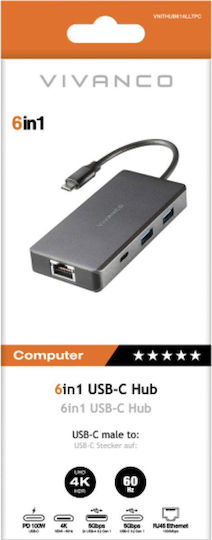 Vivanco HUB61ALLTPC USB-C Docking Station με HDMI 4K PD Ethernet Γκρι