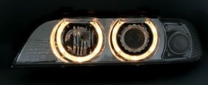 Front Car Lights Angel Eyes Bmw E39 1995-2003 Black H7 Bulbs Set 2 Pieces Swb07dib