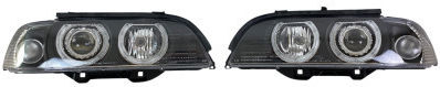 Front Car Lights Angel Eyes Bmw E39 1995-2003 Black H7 Bulbs Set 2 Pieces Swb07dib