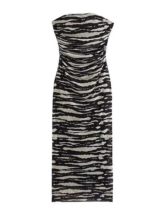 Rochie Midi Fără Bretele Cu Snuare Zebra Mărimea M