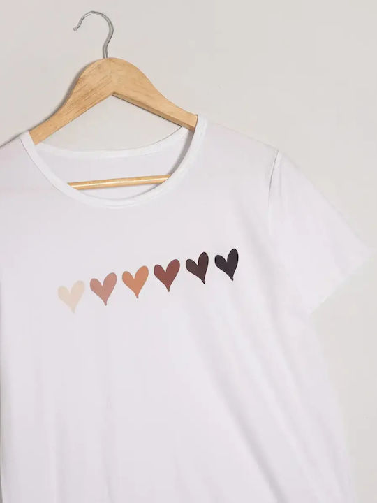 Basic T-shirt Τύπωμα Λευκό Μέγεθος 2xl