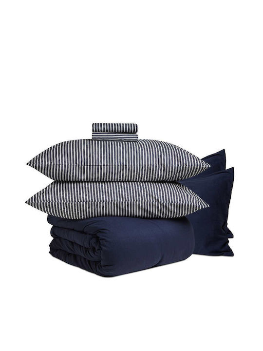 Cannon Sheet Sets Queen with Elastic 160x200+35cm. Blue 3pcs