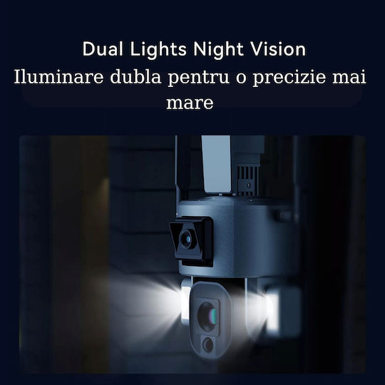Cameră de Supraveghere 4G 4K Ultra HD Cameră Dublă 4MP+4MP Zoom Optic 20x Încărcare Solară Rotire Controlată prin Aplicație Rezistentă la Apă IP66