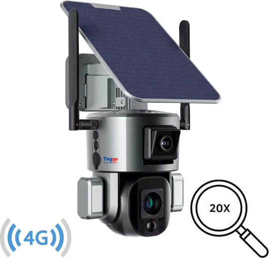 Cameră de Supraveghere 4G 4K Ultra HD Cameră Dublă 4MP+4MP Zoom Optic 20x Încărcare Solară Rotire Controlată prin Aplicație Rezistentă la Apă IP66