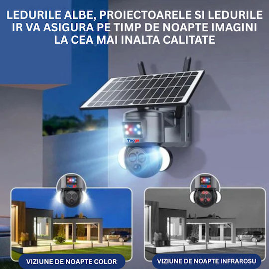 Cameră Supraveghere 4K HD Wi-Fi Cu Dublu Obiectiv Zoom 12x Încărcare Solară Rotire Controlată Prin Aplicație Rezistentă La Apă IP66