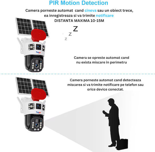 Cameră de Supraveghere 4G 6K Ultra HD Cameră Dublă 12MP Panou Solar 20W Încărcare Rotire Controlată prin Aplicație Impermeabilă IP66