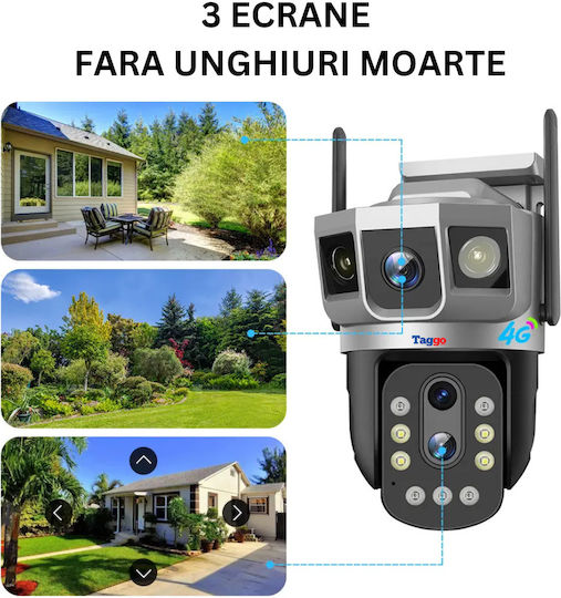 Wifi Surveillance Camera 3 Lenses 6k 12mp 10x Optical Zoom Notifications App Control Automatic Tracking