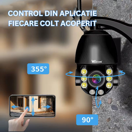 Cameră de Supraveghere Wifi 4K Ultra HD Zoom Optic 100x Rotire Controlată prin Aplicație Impermeabilă IP66