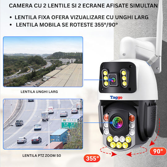 Cameră Supraveghere Conexiune 4G 8MP 4K Zoom Optic 50x Vedere Nocturnă Color