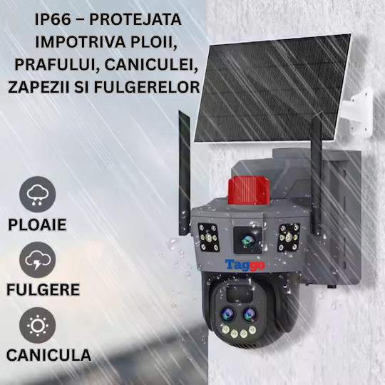 Cameră de Supraveghere Solară 4G 12MP Trei Lentile Zoom 10x Impermeabilă IP66