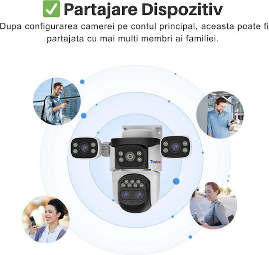 Cameră Supraveghere Wifi 16MP – Zoom 10x Vedere Nocturnă Color Audio Bidirecțional Detectare Mișcare Urmărire Automată Multi Obiectiv