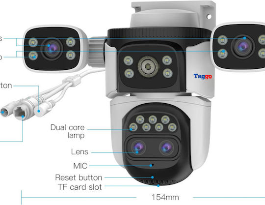 Cameră Supraveghere Wifi 16MP – Zoom 10x Vedere Nocturnă Color Audio Bidirecțional Detectare Mișcare Urmărire Automată Multi Obiectiv