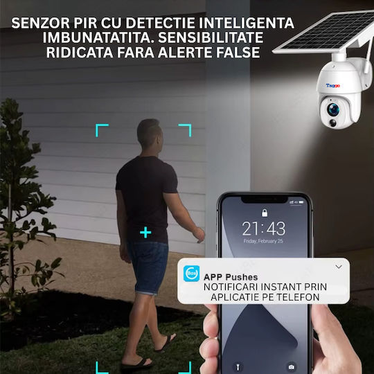 Wi-Fi Камера За Наблюдение Соларен Панел 8MP 20x Оптичен Зуум Метална Конструкция IP66 Защита Двупосочна Комуникация Моментални Известия При Засичане На Човек
