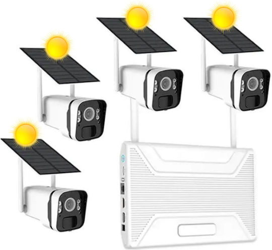 Sistem Profesional de Supraveghere cu 4 Camere Cctv Încărcare Solară Hd 4mp Wireless Nvr Ir 30m