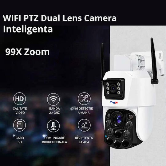 4k Wifi Surveillance Camera 100x 2 Lenses App Control Human Detection Ip66 Waterproof