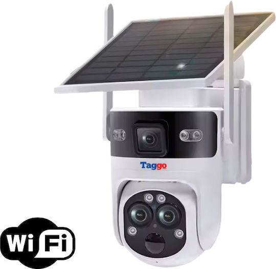 Cameră Supraveghere Taggo Conexiune Wi-Fi Rezoluție 6mp Zoom 15x Încărcare Solară Exterior 3 Lentile Vedere Nocturnă