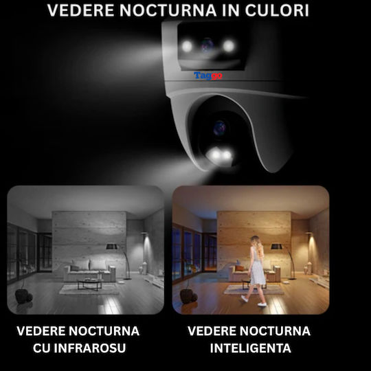Wifi Surveillance Camera 5mp Resolution Human Detection Automatic Tracking Dual Lenses Two-way Communication