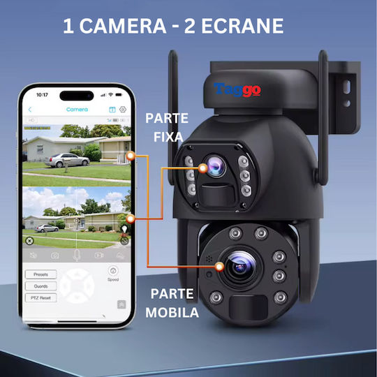 Cameră Supraveghere Wifi 3K Ultra HD Zoom 20x Cameră Dublă Încărcare Solară Rotire Controlată prin Aplicație IP66 Rezistentă la Apă