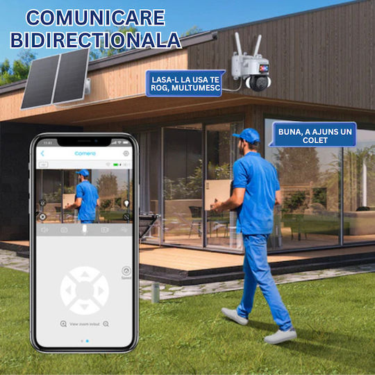 Surveillance Camera 4G Solar Charging Panel 20W 4K 12x Zoom FullHD Rain Charging App-Controlled Rotation IP66 Waterproof