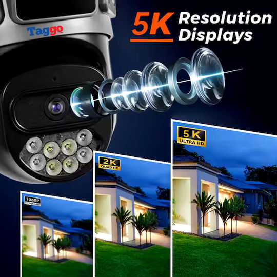Wifi 6k Surveillance Camera 10mp 3 Screens Automatic Tracking App Control Waterproof Full Color