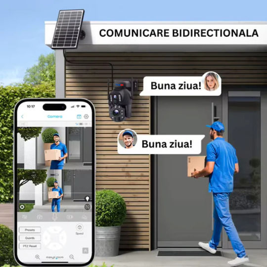 Cameră de Supraveghere 4G 3K Ultra HD Zoom 50x Cameră Dublă 10W Încărcare Solară Rotire Controlată prin Aplicație Impermeabilă IP66