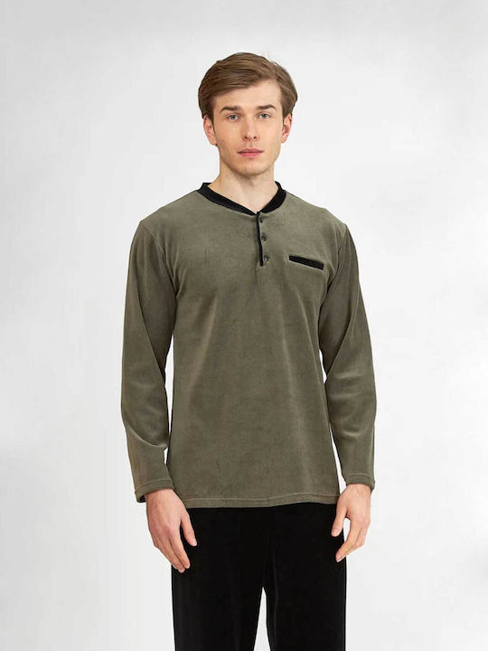 Harmony Men's Winter Pajamas Set Olive/black