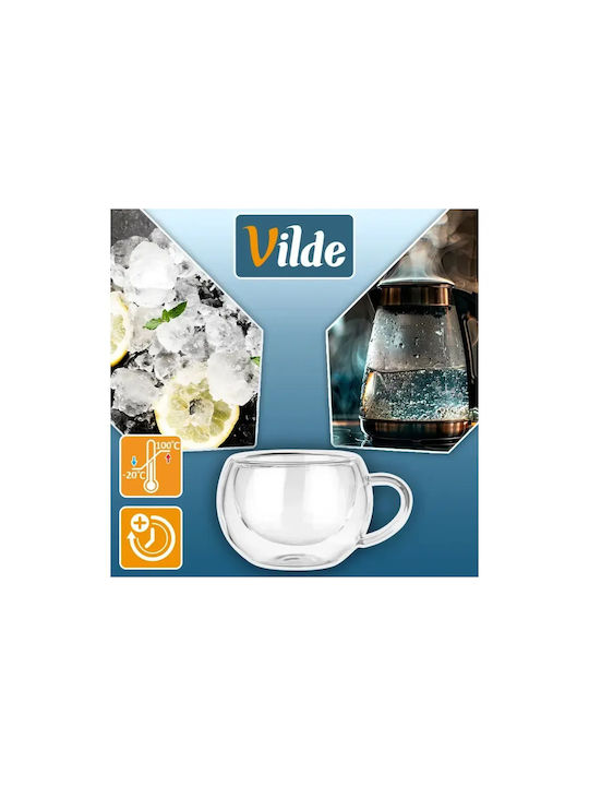 Vilde Σετ Φλιτζάνια Espresso Γυάλινα Διάφανα 280ml 2τμχ