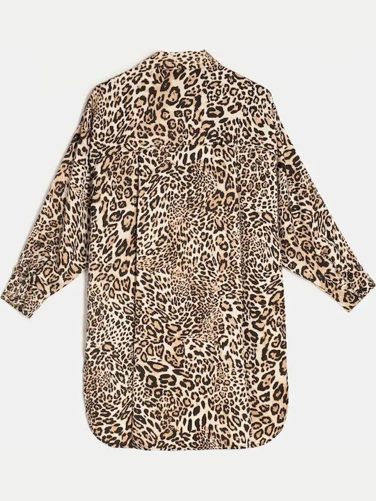 Oversized Animal Print Shirt Size One Size