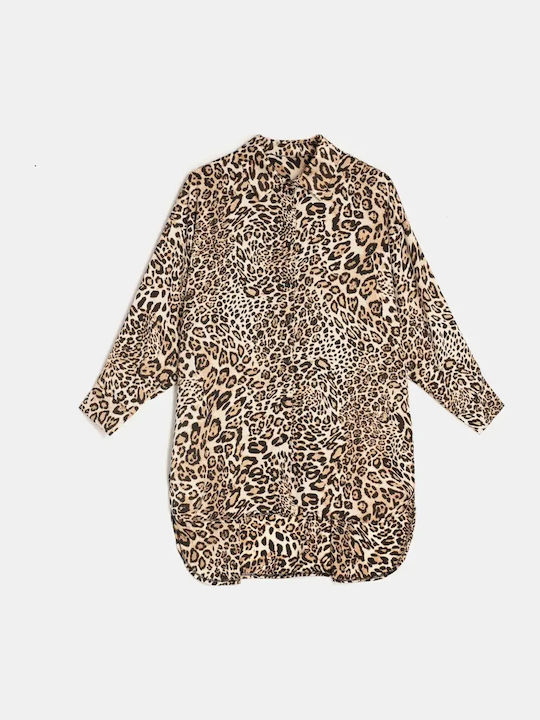 Oversized Animal Print Shirt Size One Size