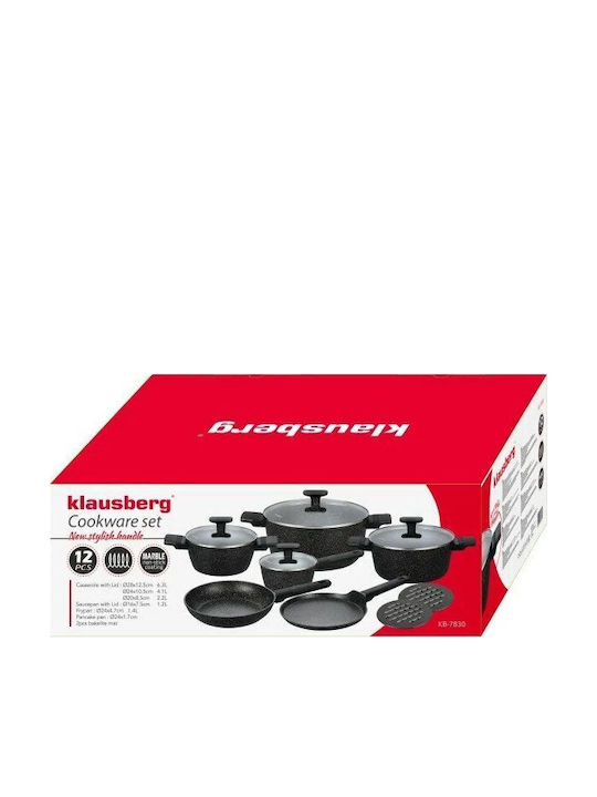 Klausberg Cookware Set of Aluminum with Non-stick Coating 12pcs