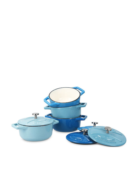 Navaris Pots Set of Cast Iron with No Coating 4pcs