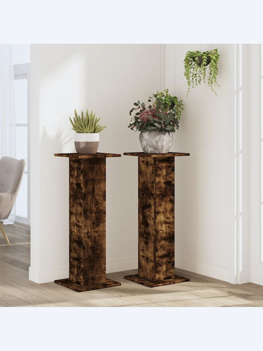 vidaXL Wooden Plant Pot Brown with Stand 30x30x80cm Set of 2
