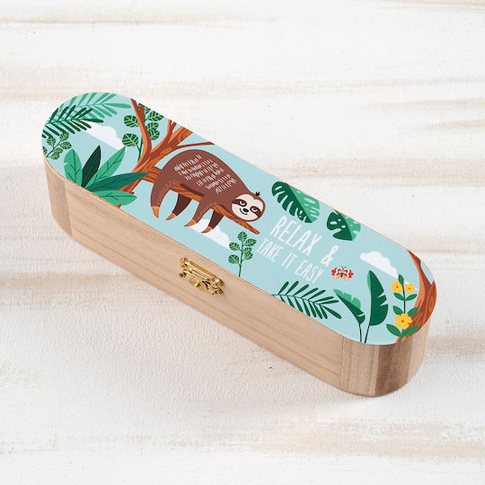 Christening Favor with Pencil Case Sloth made of Wood 16pcs