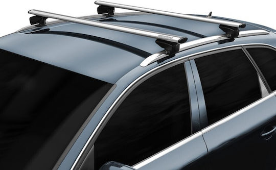 Menabo Car Roof Bars Aluminum Lince XL 135cm for Audi A6 5D 2018 for Cars with Factory Bars Set with Roof Rack Legs Silver