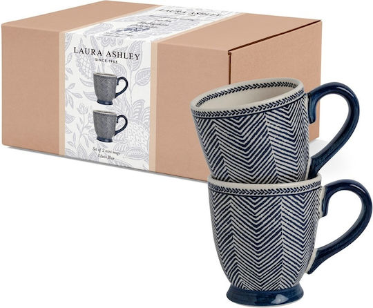 Laura Ashley Κούπα Κεραμική Μπλε 2τμχ