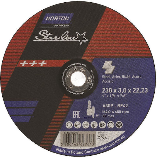 Norton Starline Cutting Disc Metal Hole Diameter 230mm 1pcs