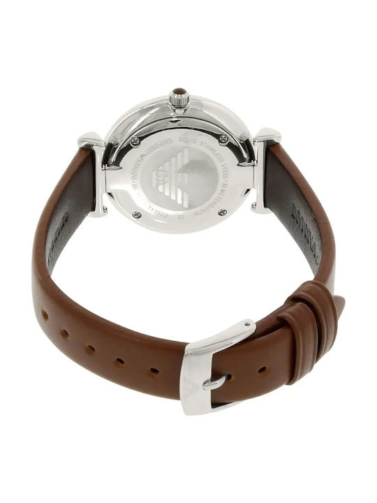 Emporio Armani Gianni T-bar Γυναικείο Ρολόι 32mm Μπαταρίας με Ασημί Μεταλλικό Μπρασελέ