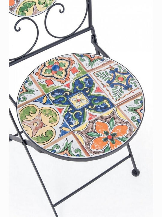 Metallic Outdoor Chair Paloma Μαύρη-Πολύχρωμη 39x47x92cm