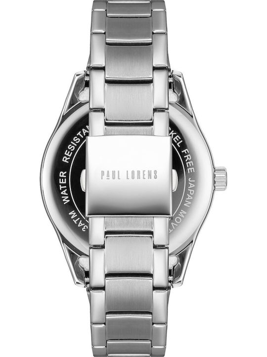 Paul Lorens Мъжки Часовник 43mm На Батерия със Сребриста Метална Гривна