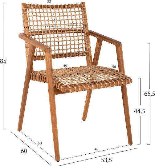Teak Chair 2 Pieces 54x59x84cm