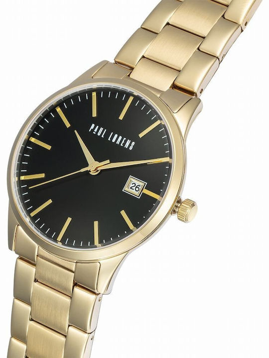 Paul Lorens Men's Watch 41mm Battery with Gold Metal Strap