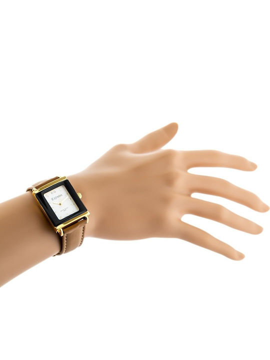 Extreim Damen Uhr mit Braun Lederarmband